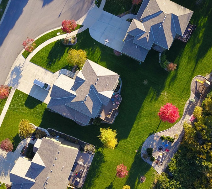 Aerial view of the house